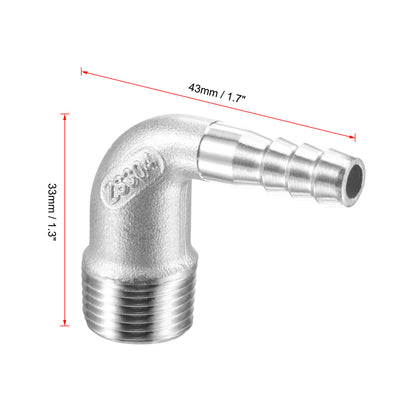 Harfington Uxcell Stainless Steel Hose Barb Fitting Elbow 16mm x G3/8 Male Pipe Connector