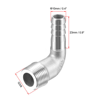 Harfington Uxcell Stainless Steel Hose Barb Fitting Elbow 16mm x G3/8 Male Pipe Connector