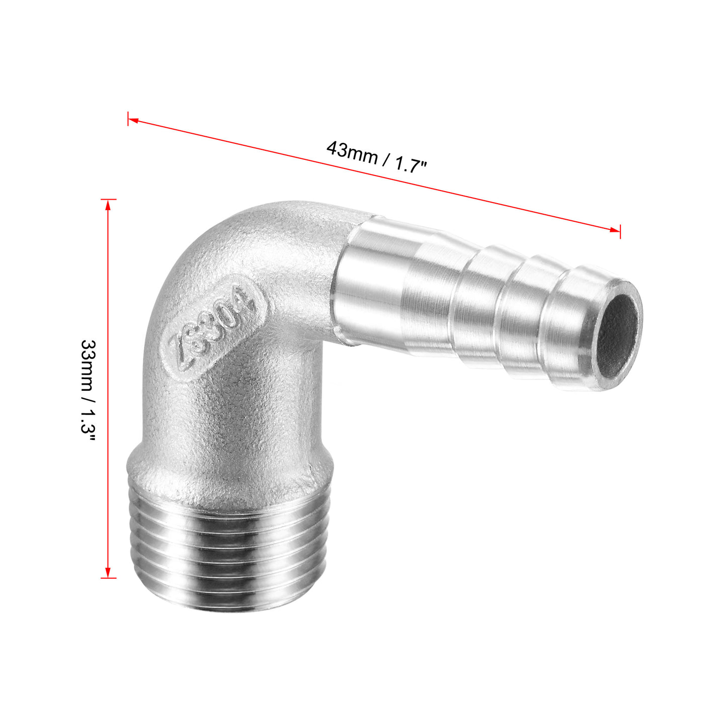 Uxcell Uxcell Stainless Steel Hose Barb Fitting Elbow 16mm x G3/8 Male Pipe Connector