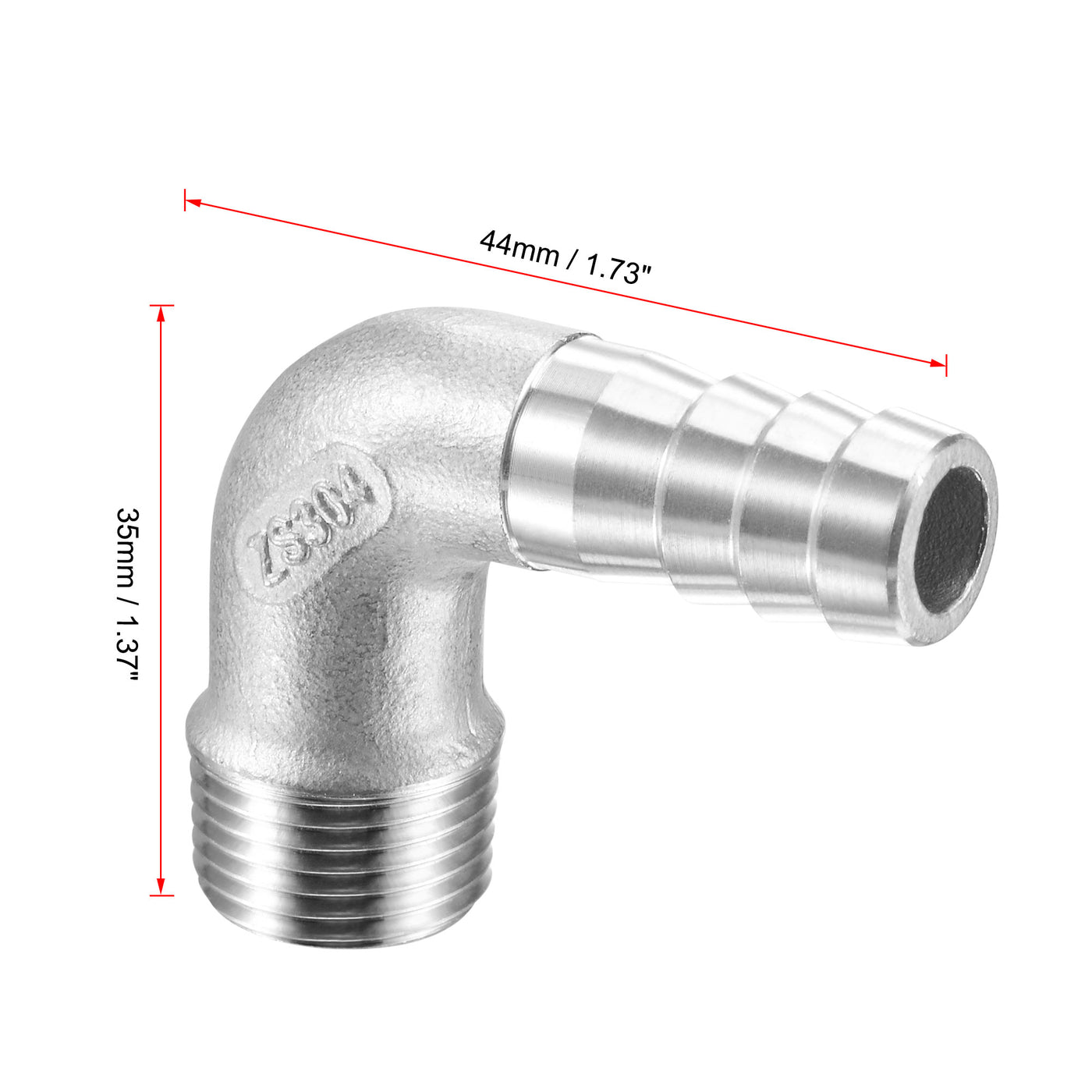 Uxcell Uxcell Stainless Steel Hose Barb Fitting Elbow 16mm x G3/8 Male Pipe Connector