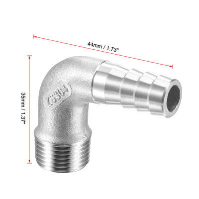 Harfington Uxcell Stainless Steel Hose Barb Fitting Elbow 16mm x G3/8 Male Pipe Connector