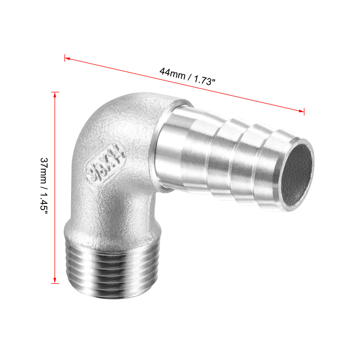 Uxcell Uxcell Stainless Steel Hose Barb Fitting Elbow 16mm x G3/8 Male Pipe Connector