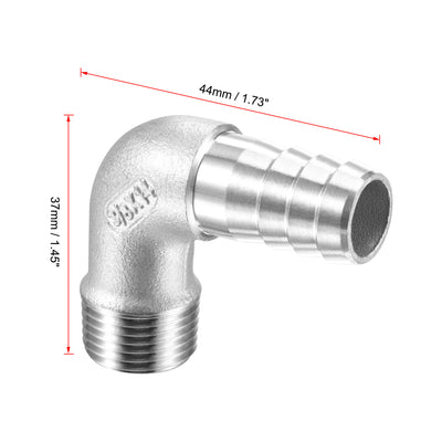 Harfington Uxcell Stainless Steel Hose Barb Fitting Elbow 16mm x G3/8 Male Pipe Connector