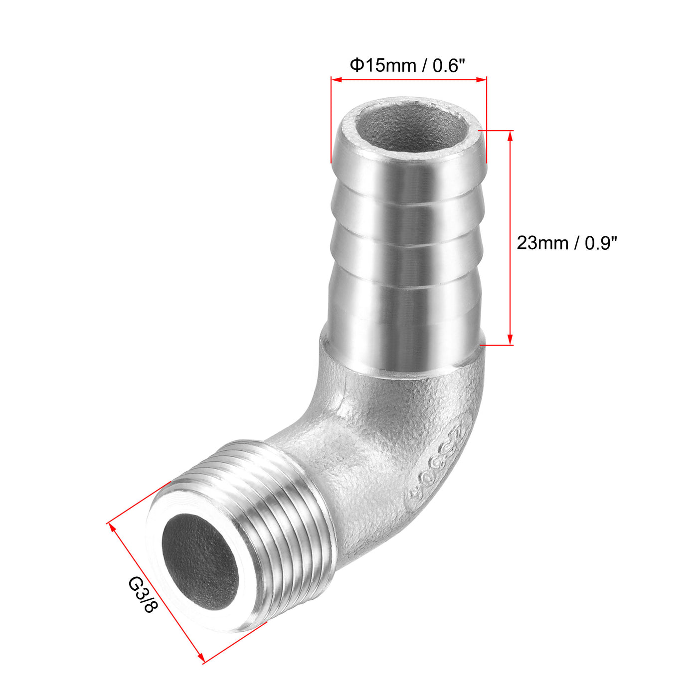 Uxcell Uxcell Stainless Steel Hose Barb Fitting Elbow 16mm x G3/8 Male Pipe Connector