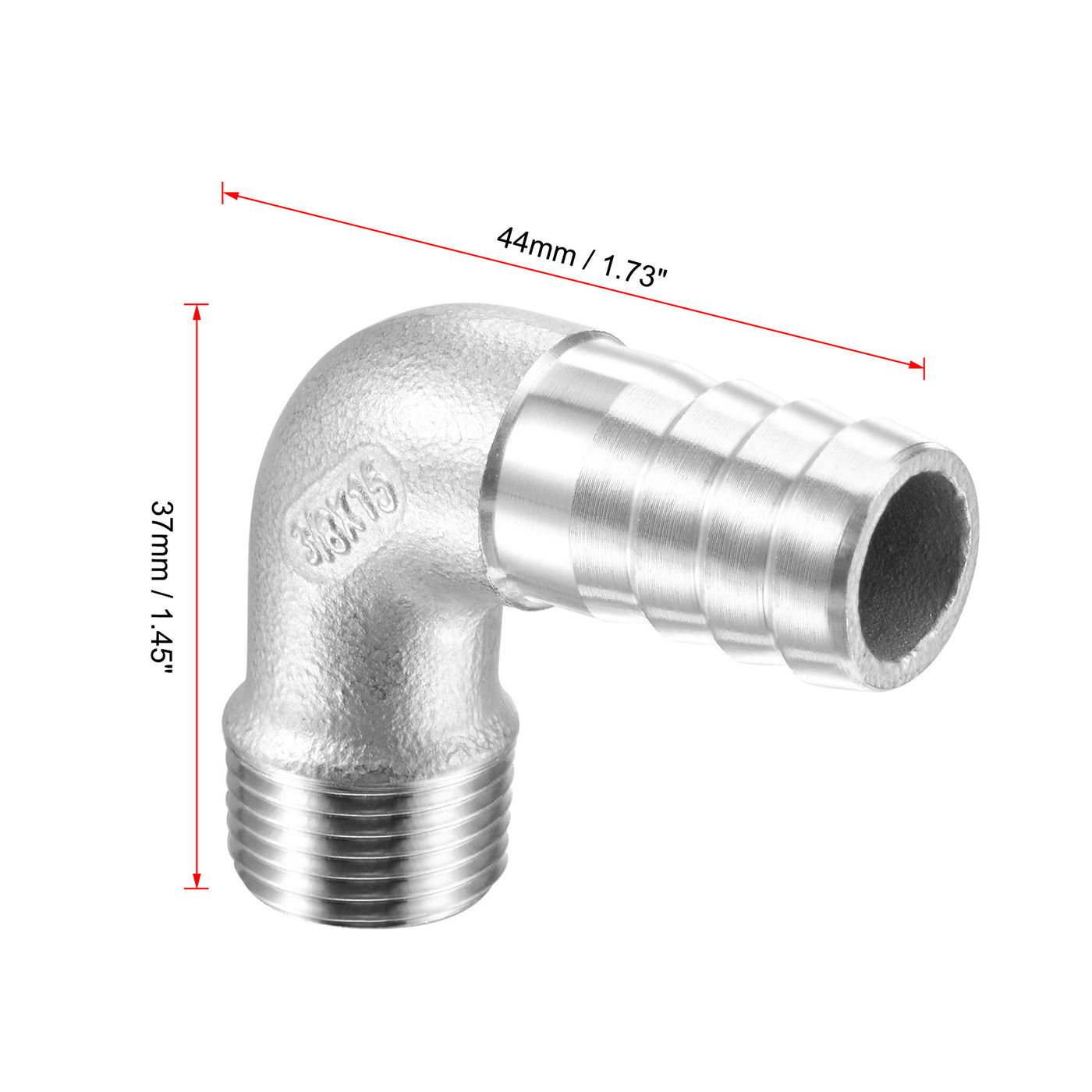 Uxcell Uxcell Stainless Steel Hose Barb Fitting Elbow 16mm x G3/8 Male Pipe Connector