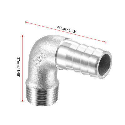 Harfington Uxcell Stainless Steel Hose Barb Fitting Elbow 16mm x G3/8 Male Pipe Connector