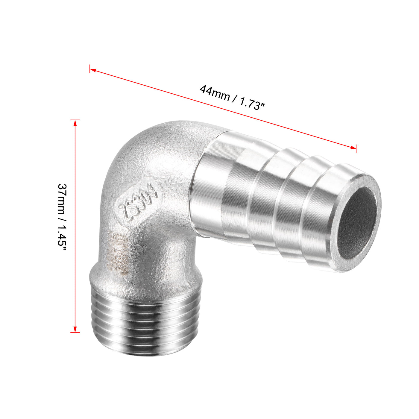 Uxcell Uxcell Stainless Steel Hose Barb Fitting Elbow 16mm x G3/8 Male Pipe Connector