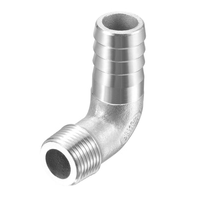 Harfington Uxcell Stainless Steel Hose Barb Fitting Elbow 16mm x G3/8 Male Pipe Connector