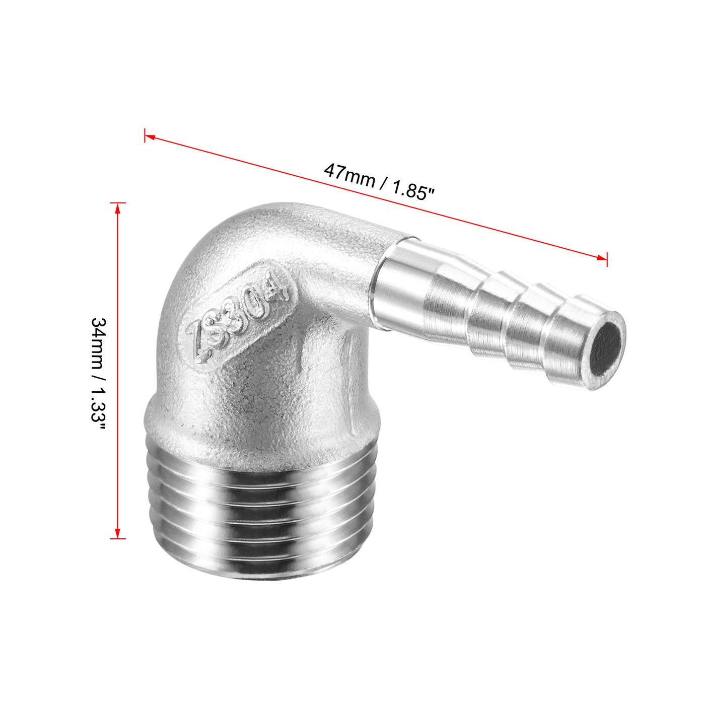 Uxcell Uxcell Stainless Steel Hose Barb Fitting Elbow 20mm x G1/2 Male Pipe Connector