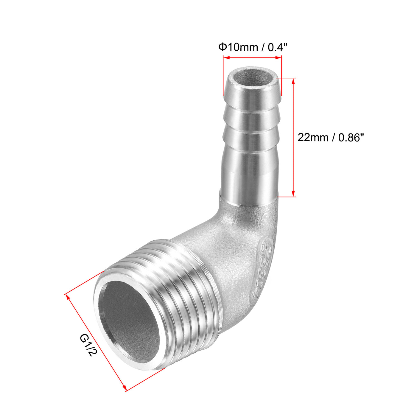 Uxcell Uxcell Stainless Steel Hose Barb Fitting Elbow 20mm x G1/2 Male Pipe Connector