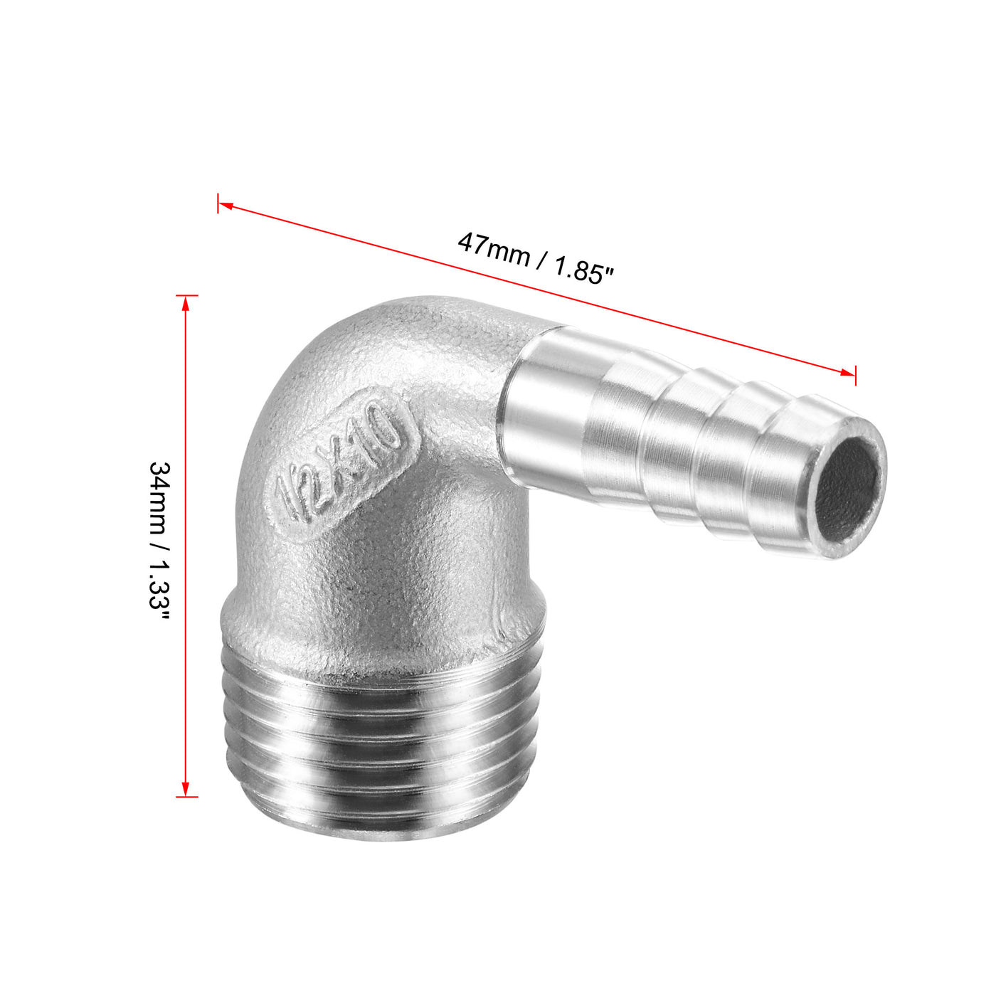 Uxcell Uxcell Stainless Steel Hose Barb Fitting Elbow 20mm x G1/2 Male Pipe Connector