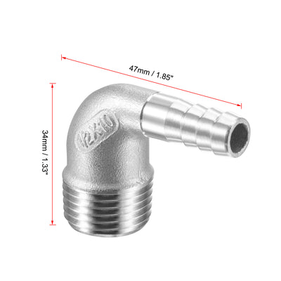 Harfington Uxcell Stainless Steel Hose Barb Fitting Elbow 20mm x G1/2 Male Pipe Connector