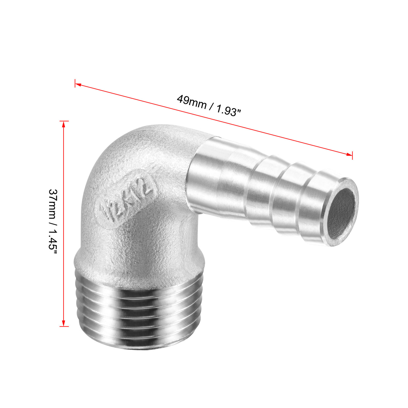 Uxcell Uxcell Stainless Steel Hose Barb Fitting Elbow 20mm x G1/2 Male Pipe Connector