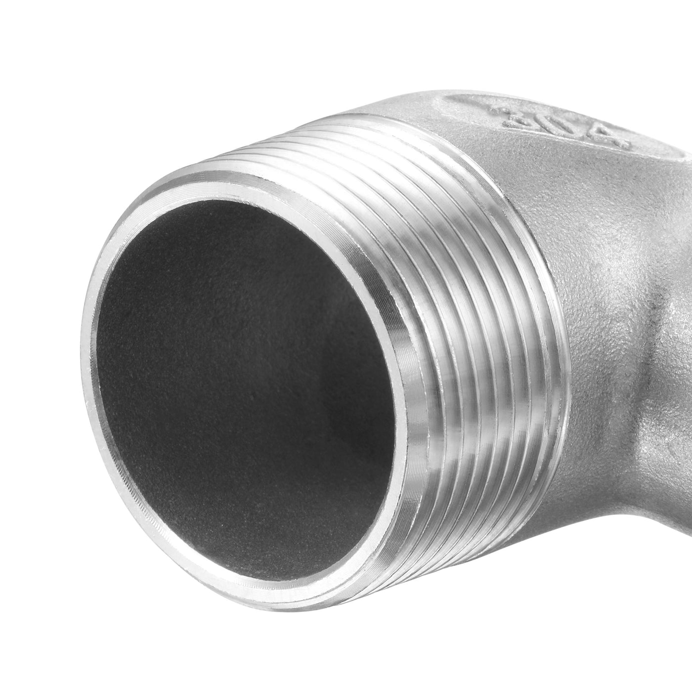 Uxcell Uxcell Stainless Steel Hose Barb Fitting Elbow 40mm x G1-1/4 Male Pipe Connector