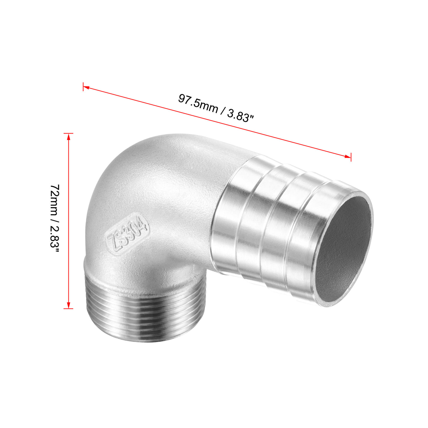 Uxcell Uxcell Stainless Steel Hose Barb Fitting Elbow 40mm x G1-1/4 Male Pipe Connector