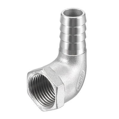 Harfington Uxcell Stainless Steel Hose Barb Fitting Elbow 20mm x 1/2" NPT Female Pipe Connector