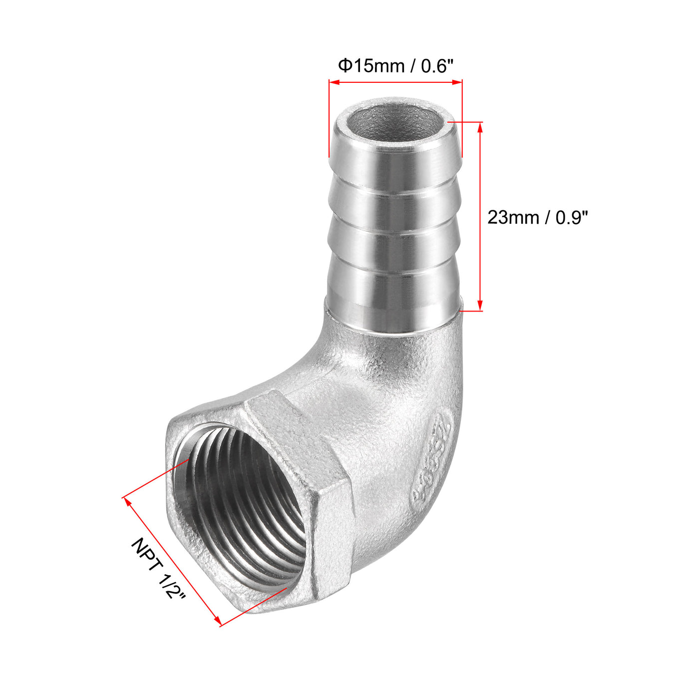 uxcell Uxcell 304 Stainless Steel Hose Barb Fittings Elbow Barbed NPT Female Pipe Connector Adapter for Water Fuel Air Home