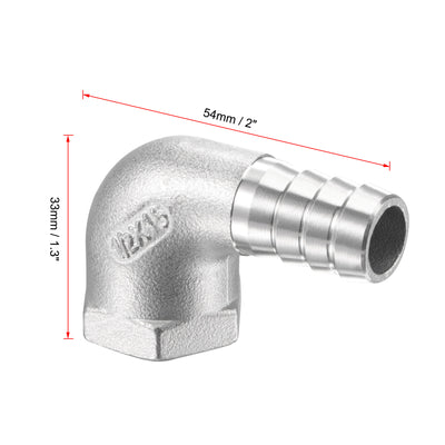 Harfington Uxcell 304 Stainless Steel Hose Barb Fittings Elbow Barbed NPT Female Pipe Connector Adapter for Water Fuel Air Home