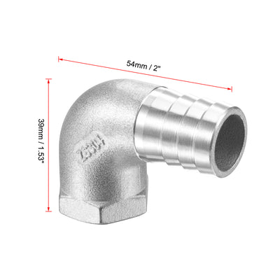 Harfington Uxcell Stainless Steel Hose Barb Fitting Elbow 20mm x 1/2" NPT Female Pipe Connector