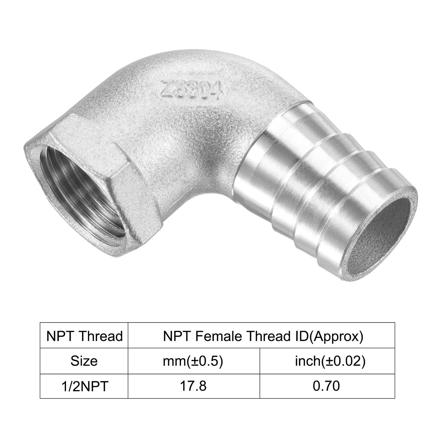 Uxcell Uxcell Stainless Steel Hose Barb Fitting Elbow 20mm x 1/2" NPT Female Pipe Connector