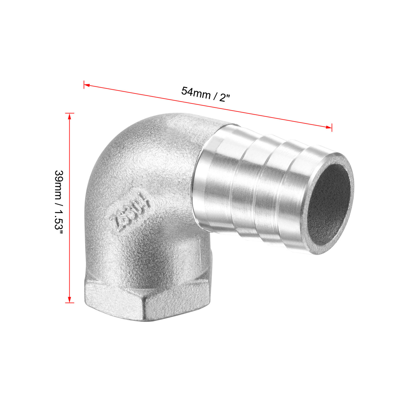 uxcell Uxcell 304 Stainless Steel Hose Barb Fittings Elbow Barbed NPT Female Pipe Connector Adapter for Water Fuel Air Home