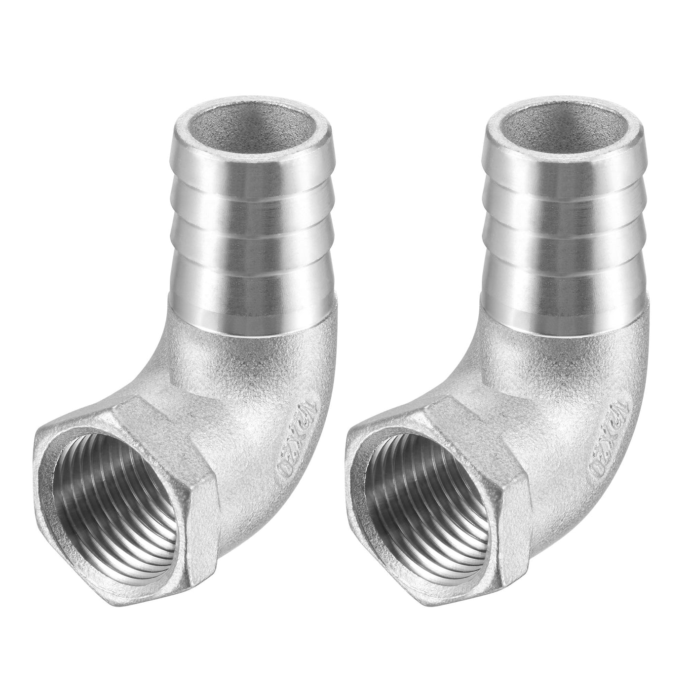 uxcell Uxcell 304 Stainless Steel Hose Barb Fittings Elbow Barbed NPT Female Pipe Connector Adapter for Water Fuel Air Home