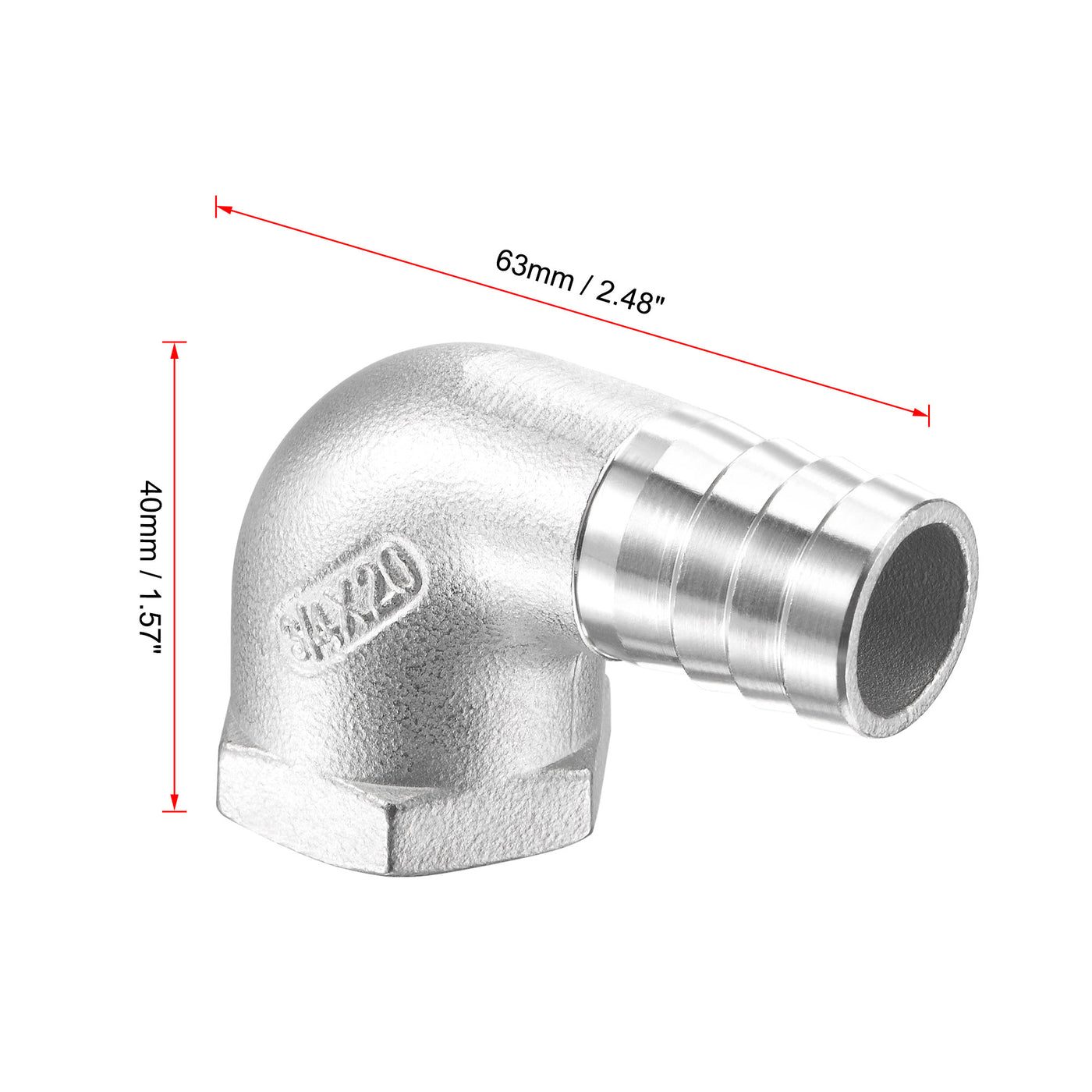 Uxcell Uxcell Stainless Steel Hose Barb Fitting Elbow 20mmx3/4" NPT Female Pipe Connector 2pcs