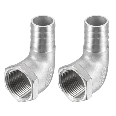 Harfington Uxcell Stainless Steel Hose Barb Fitting Elbow 20mmx3/4" NPT Female Pipe Connector 2pcs