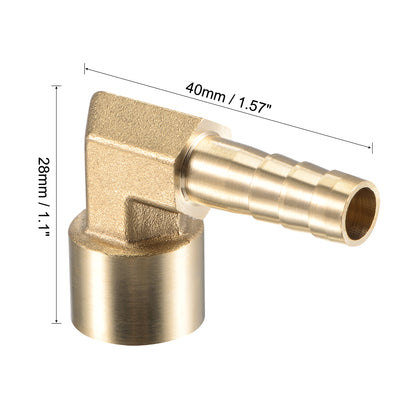 Harfington Uxcell Brass Hose Barb Fitting Elbow 10mm x G1/4 Female Pipe Connector 2pcs