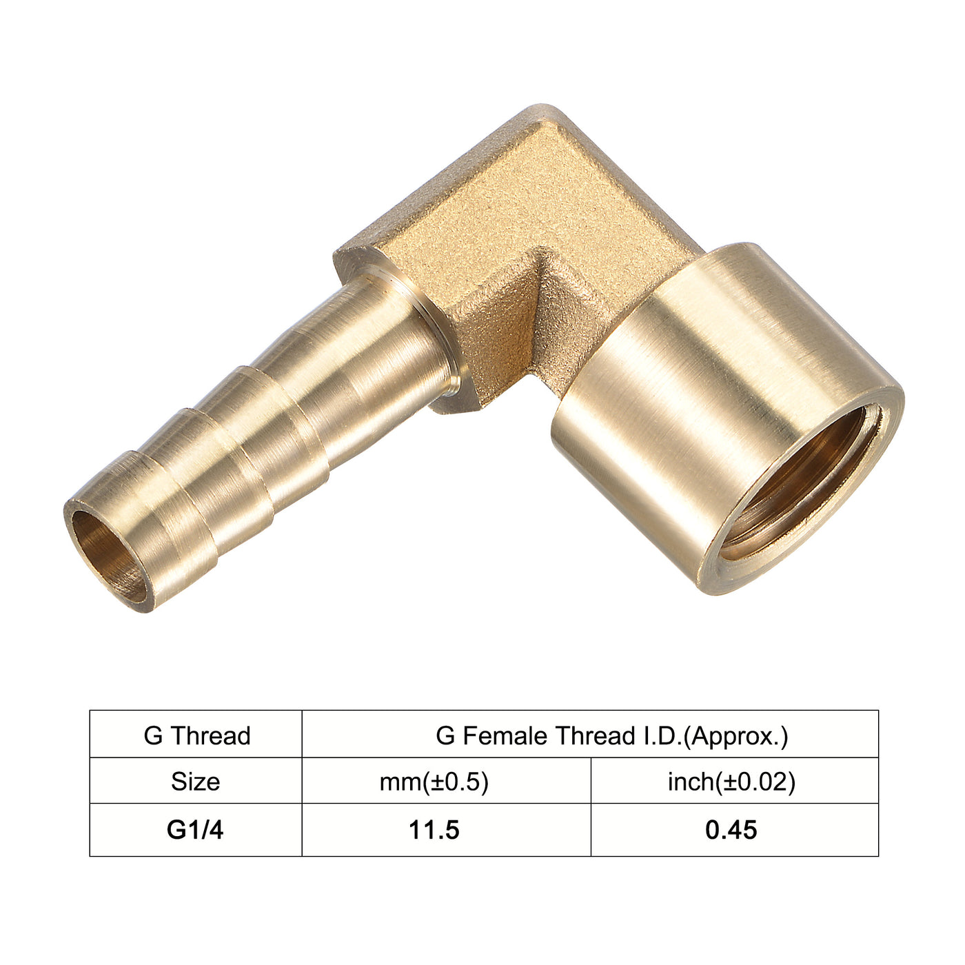 Uxcell Uxcell Brass Hose Barb Fitting Elbow 10mm x G1/4 Female Pipe Connector 2pcs