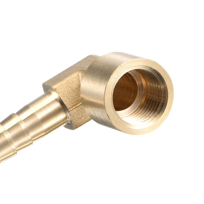 Harfington Uxcell Brass Hose Barb Fitting Elbow 10mm x G1/4 Female Pipe Connector 2pcs