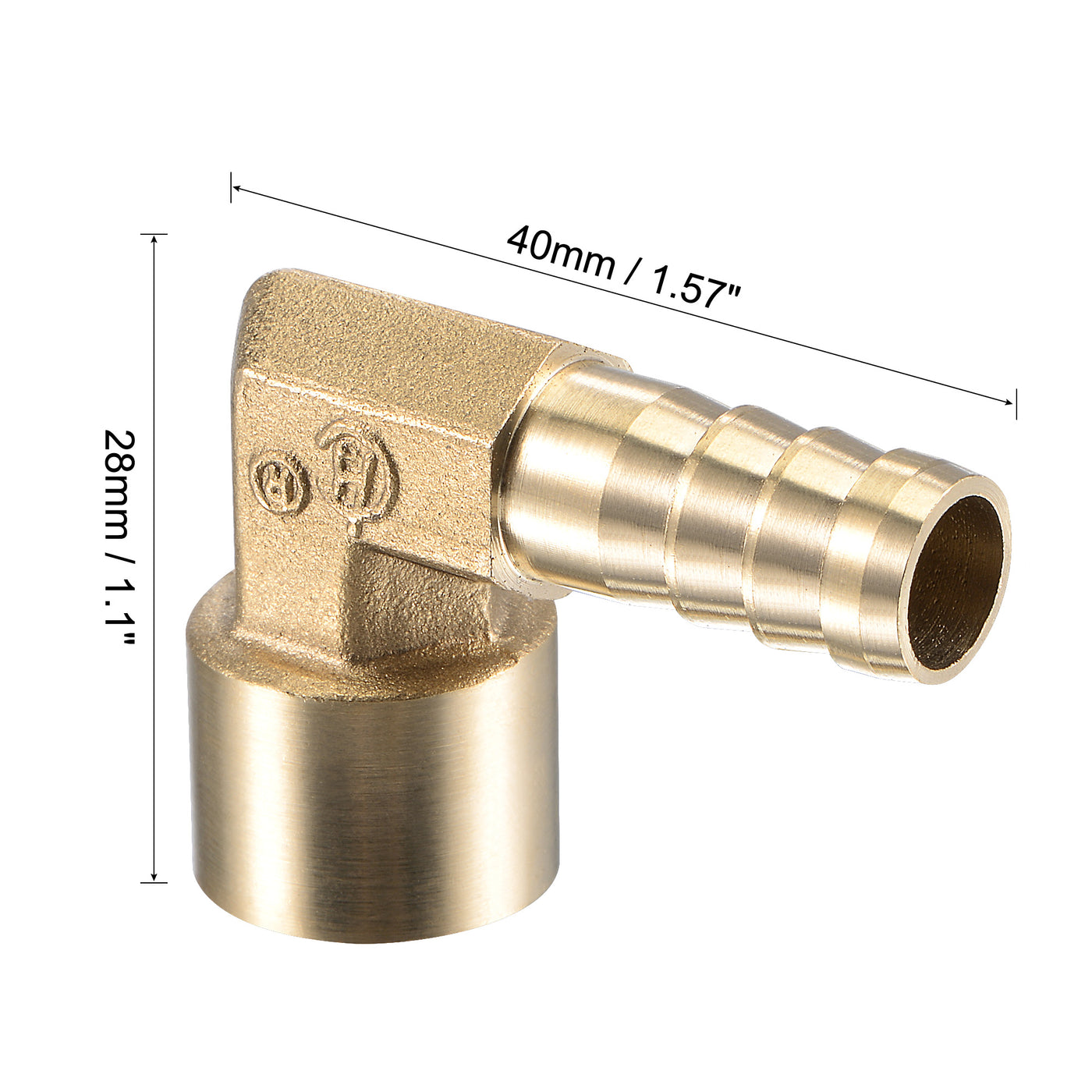 Uxcell Uxcell Brass Hose Barb Fitting Elbow 10mm x G1/4 Female Pipe Connector 2pcs