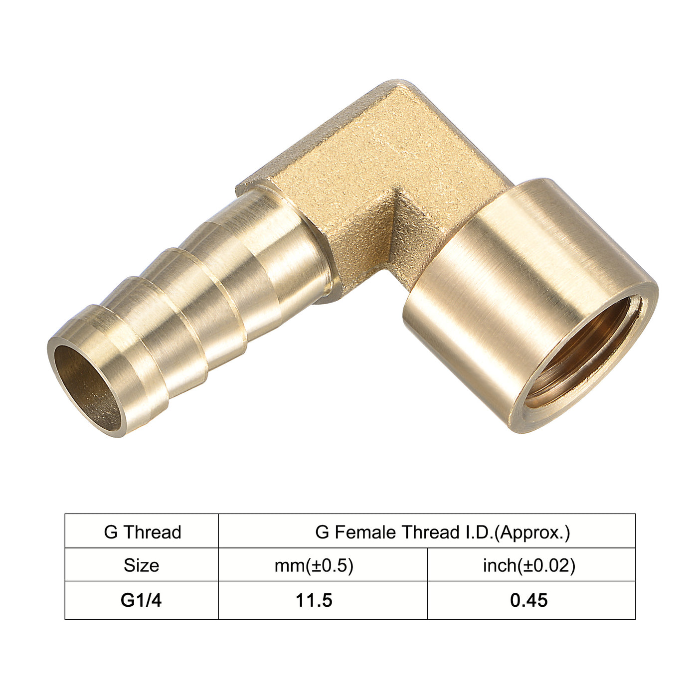 Uxcell Uxcell Brass Hose Barb Fitting Elbow 10mm x G1/4 Female Pipe Connector 2pcs