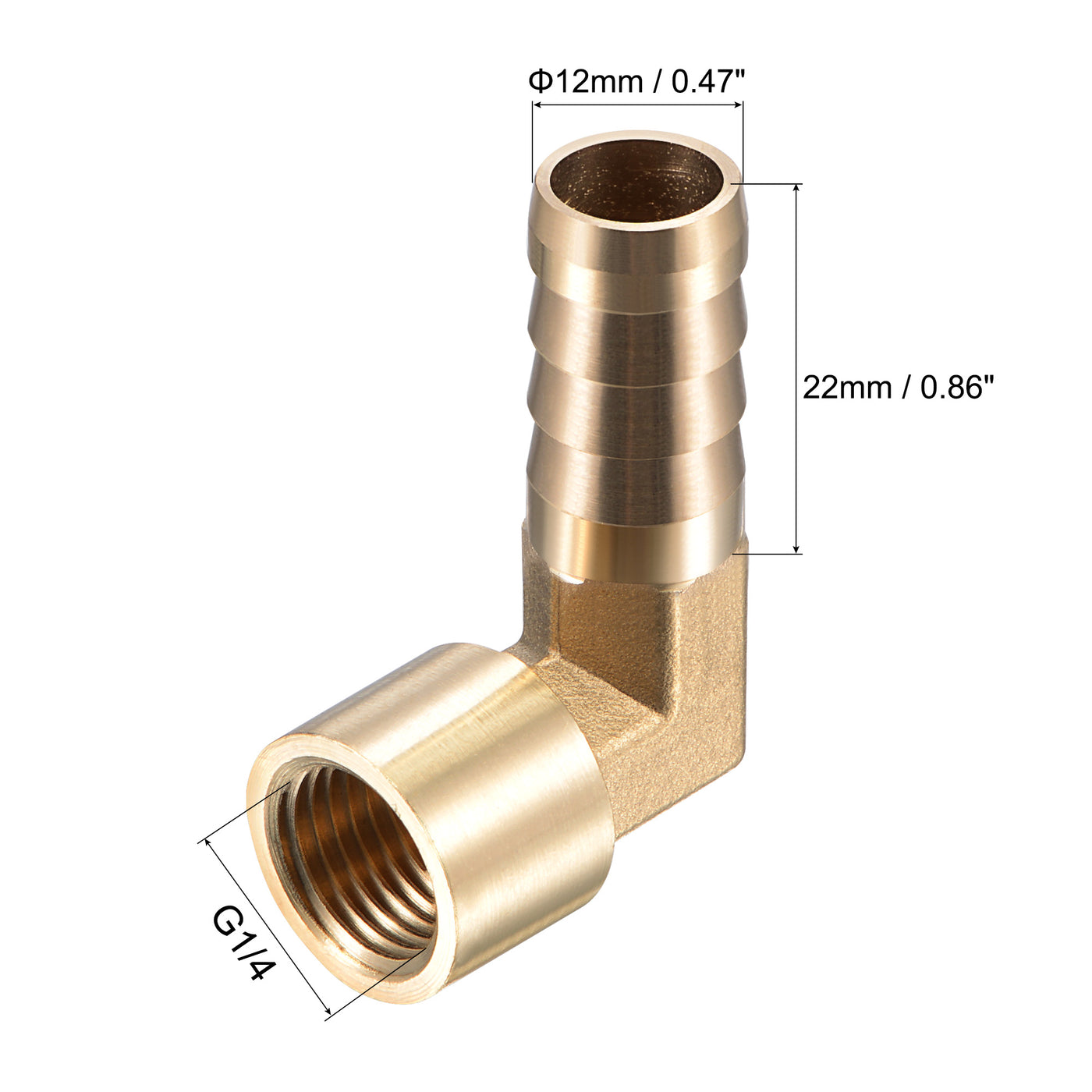 Uxcell Uxcell Brass Hose Barb Fitting Elbow 10mm x G1/4 Female Pipe Connector 2pcs