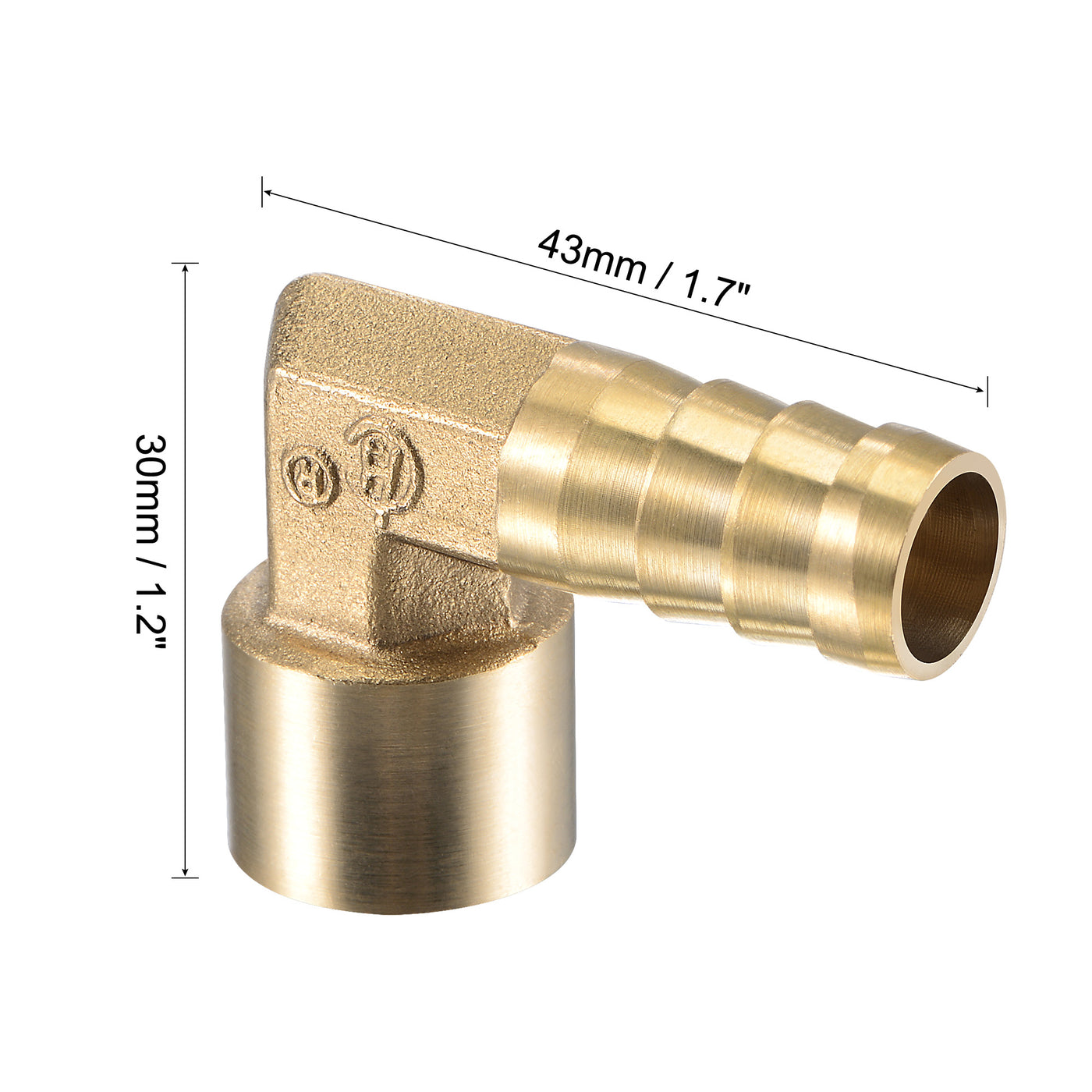 Uxcell Uxcell Brass Hose Barb Fitting Elbow 10mm x G1/4 Female Pipe Connector 2pcs