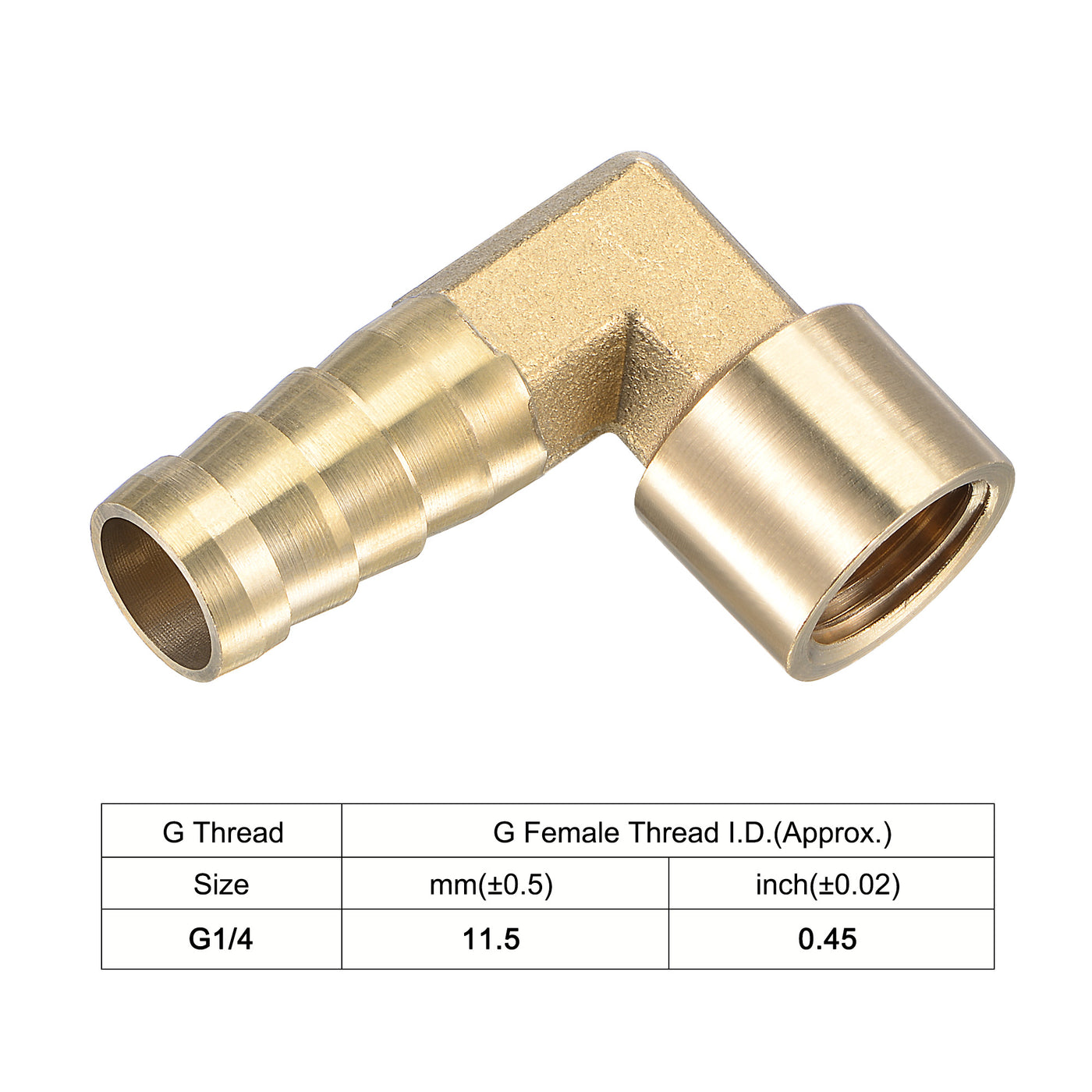 Uxcell Uxcell Brass Hose Barb Fitting Elbow 10mm x G1/4 Female Pipe Connector 2pcs