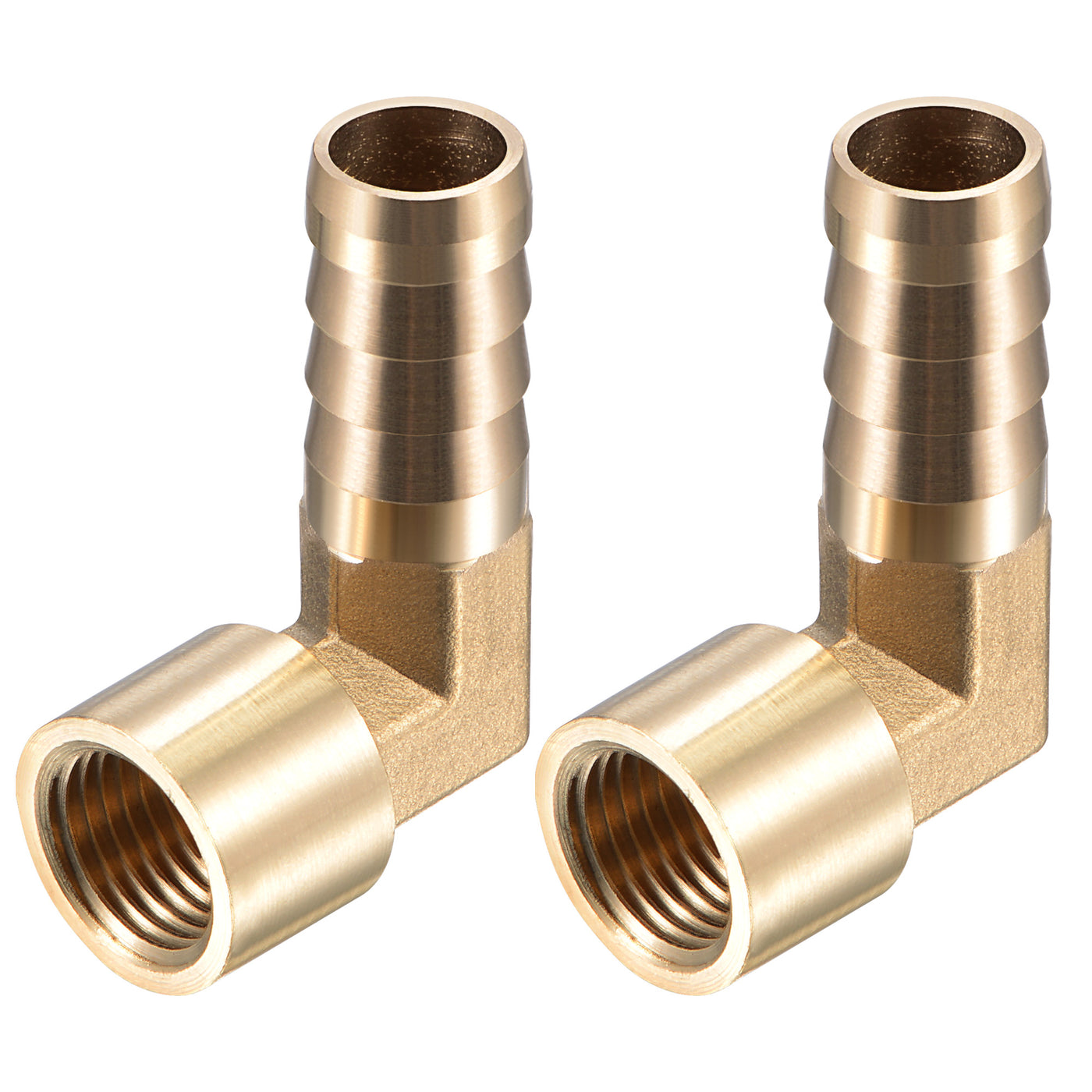 Uxcell Uxcell Brass Hose Barb Fitting Elbow 10mm x G1/4 Female Pipe Connector 2pcs