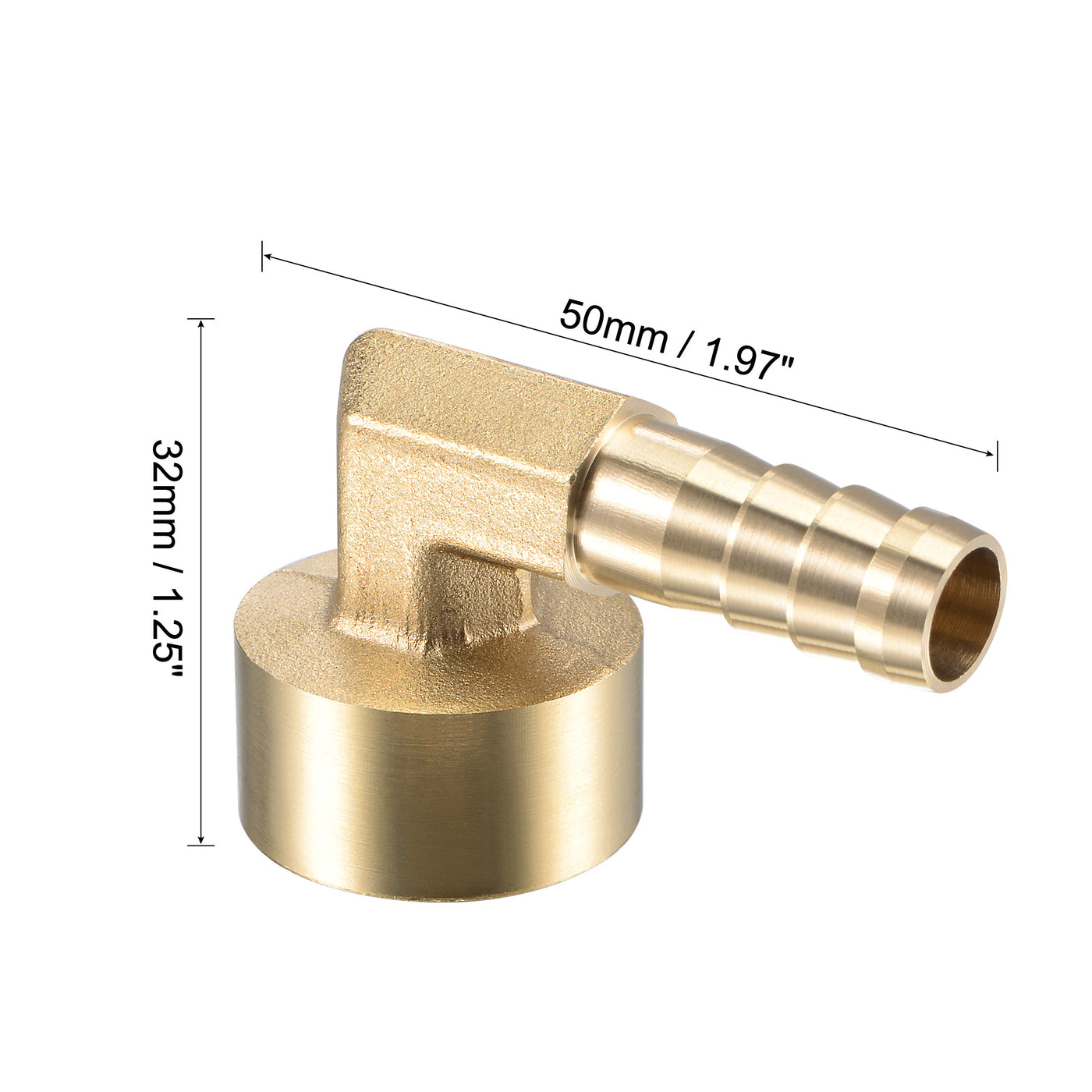 Uxcell Uxcell Brass Hose Barb Fitting Elbow 14mm x G1/2 Female Pipe Connector