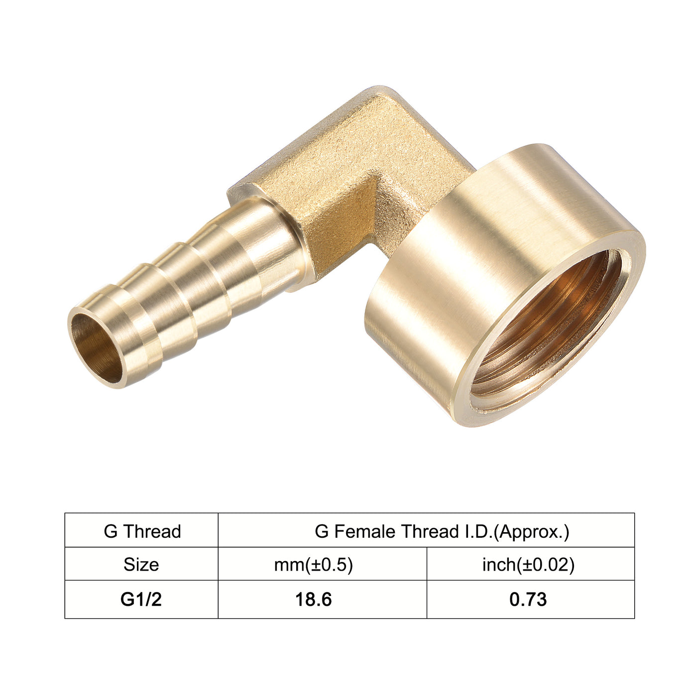 Uxcell Uxcell Brass Hose Barb Fitting Elbow 14mm x G1/2 Female Pipe Connector