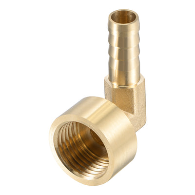 Harfington Uxcell Brass Hose Barb Fitting Elbow 14mm x G1/2 Female Pipe Connector