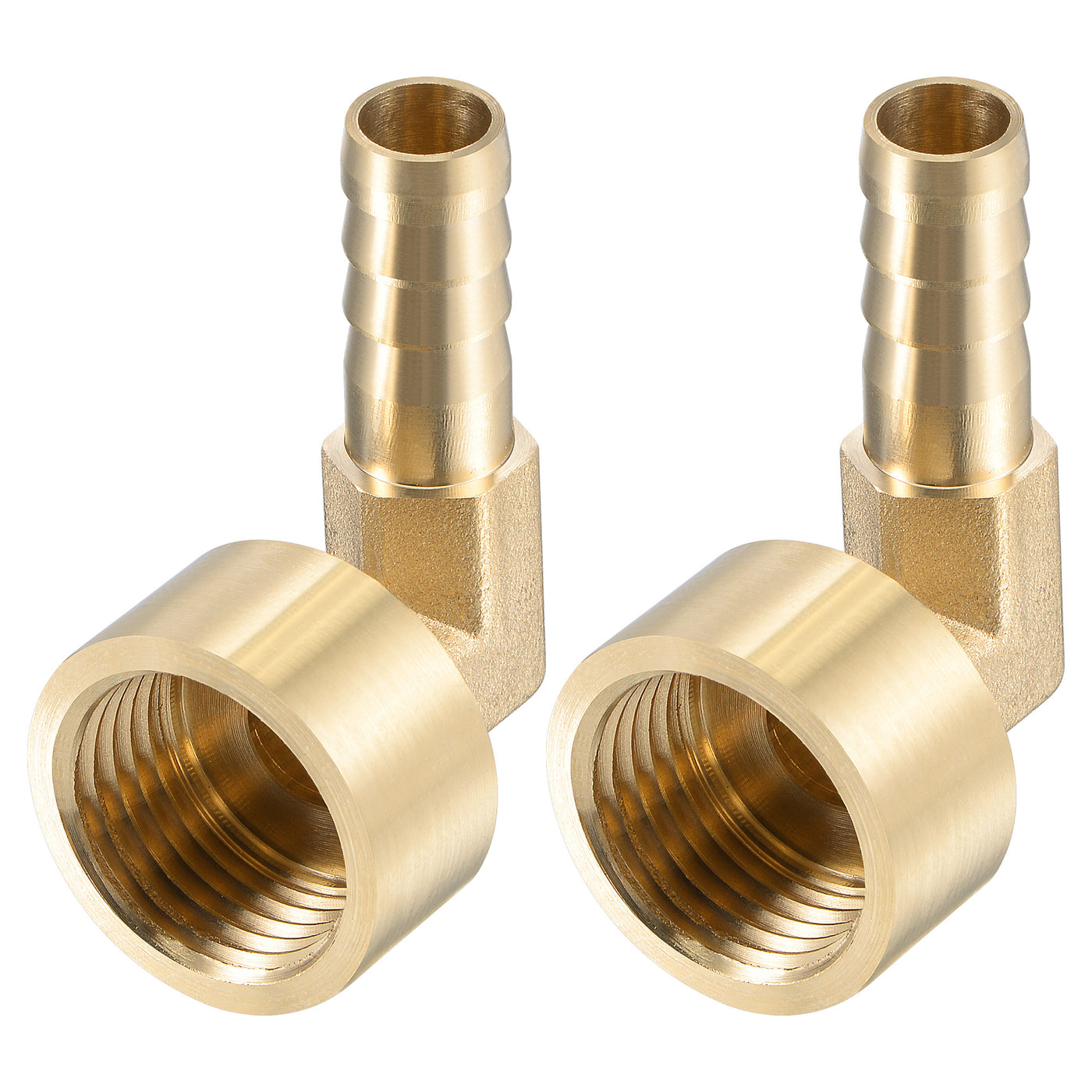 Uxcell Uxcell Brass Hose Barb Fitting Elbow 16mm x G1/2 Female Pipe Connector 2pcs