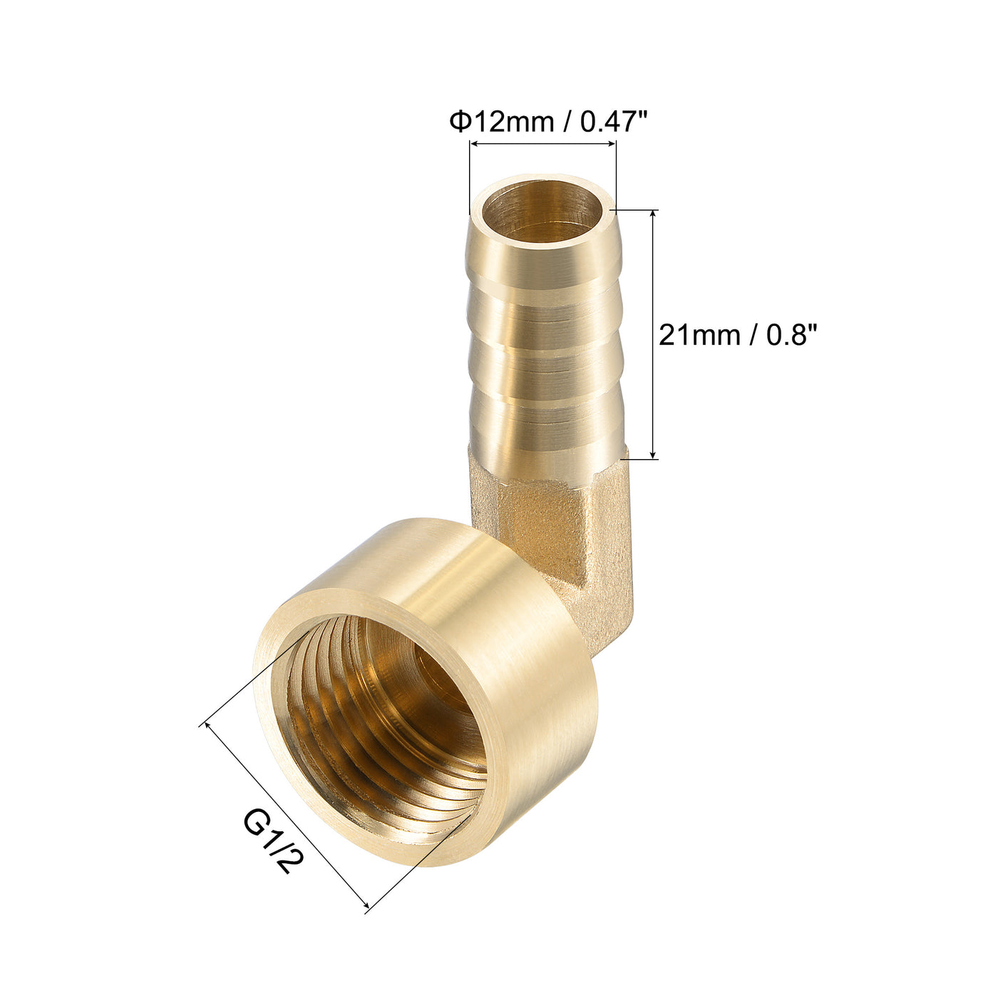 Uxcell Uxcell Brass Hose Barb Fitting Elbow 14mm x G1/2 Female Pipe Connector