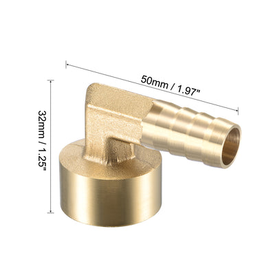 Harfington Uxcell Brass Hose Barb Fitting Elbow 16mm x G1/2 Female Pipe Connector 2pcs