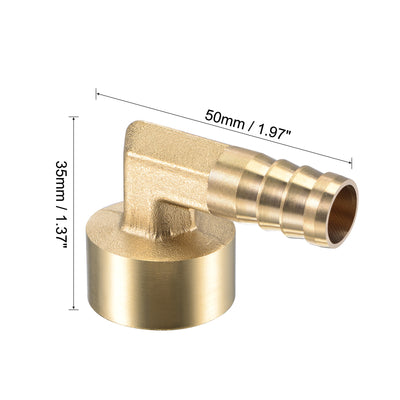 Harfington Uxcell Brass Hose Barb Fitting Elbow 14mm x G1/2 Female Pipe Connector