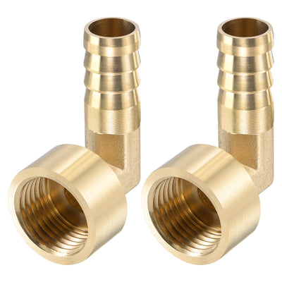 Harfington Uxcell Brass Hose Barb Fitting Elbow 16mm x G1/2 Female Pipe Connector 2pcs