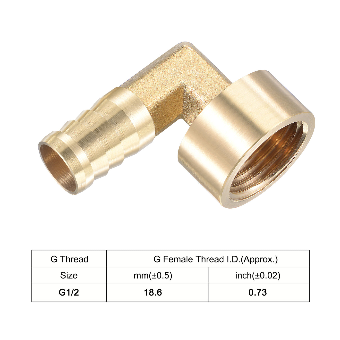 Uxcell Uxcell Brass Hose Barb Fitting Elbow 14mm x G1/2 Female Pipe Connector