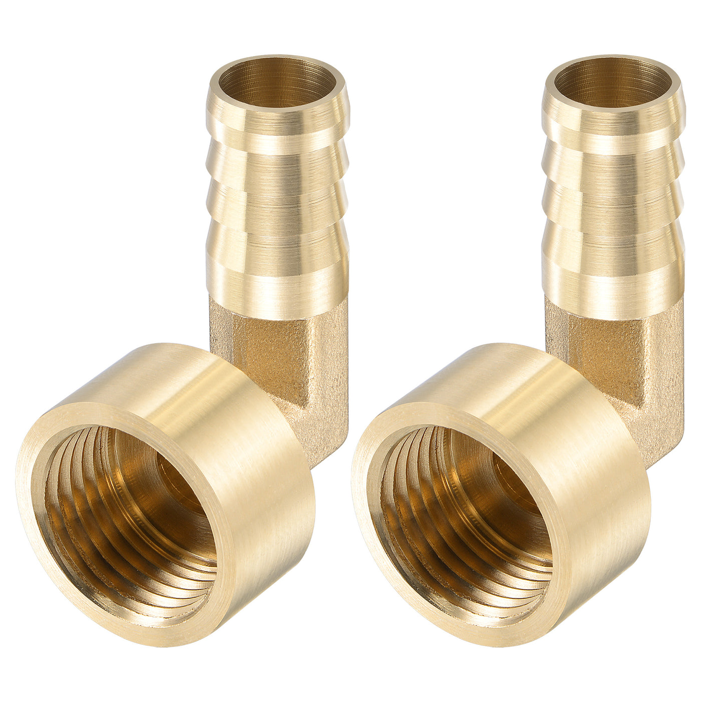 Uxcell Uxcell Brass Hose Barb Fitting Elbow 16mm x G1/2 Female Pipe Connector 2pcs