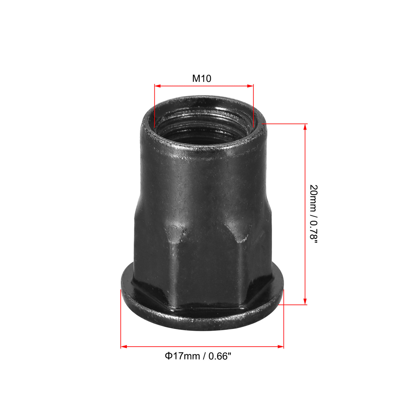 uxcell Uxcell Rivet Nuts Half Hexagonal Carbon Steel Flat Head Threaded Nuts