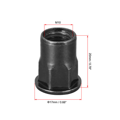 Harfington Uxcell Rivet Nuts Half Hexagonal Carbon Steel Flat Head Threaded Nuts