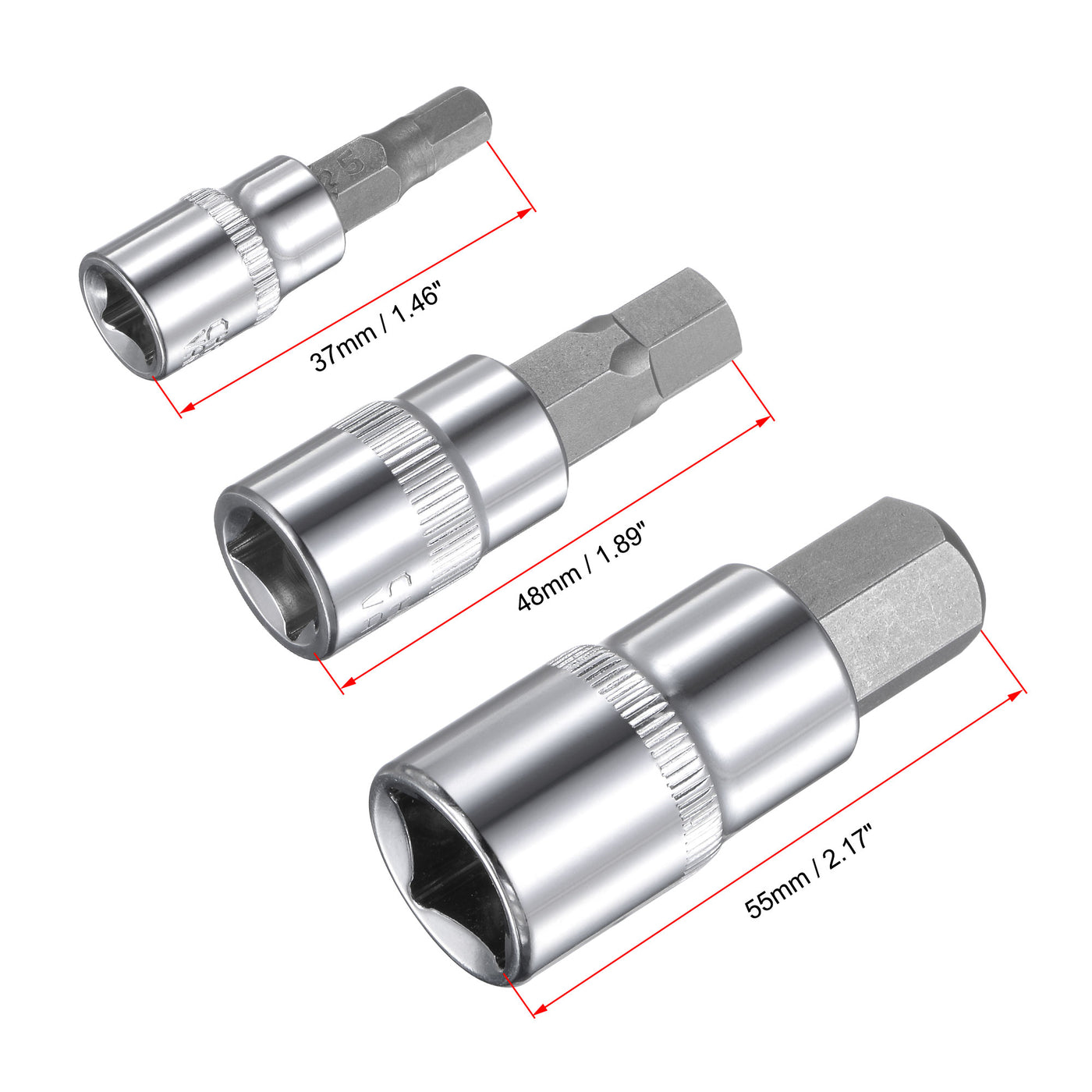 uxcell Uxcell H2 - H14 Hex Bit Socket Set, S2 Bits & CR-V Sockets (For Hand Use Only) 13-Piece